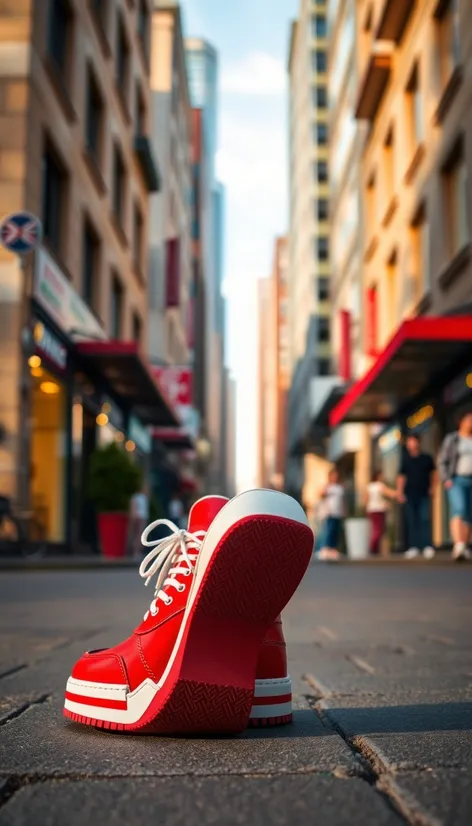 red and white shoes