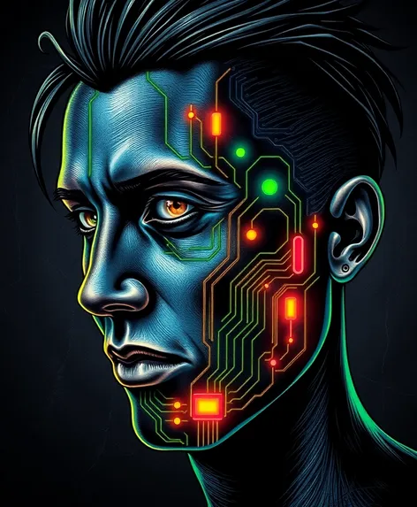 cyberpunk face tattoo