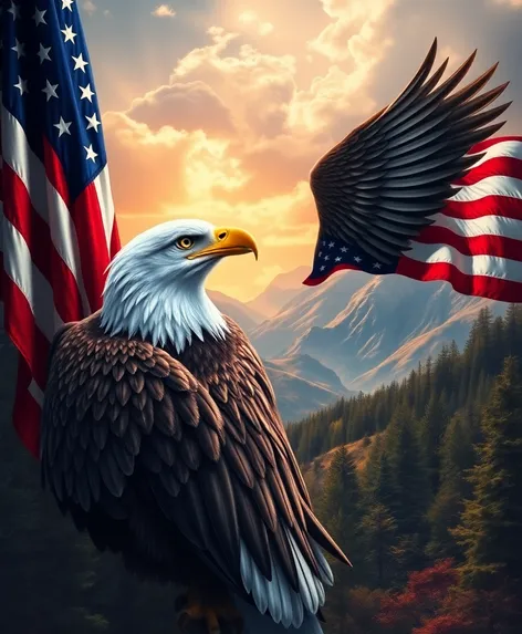 american flag bald eagle