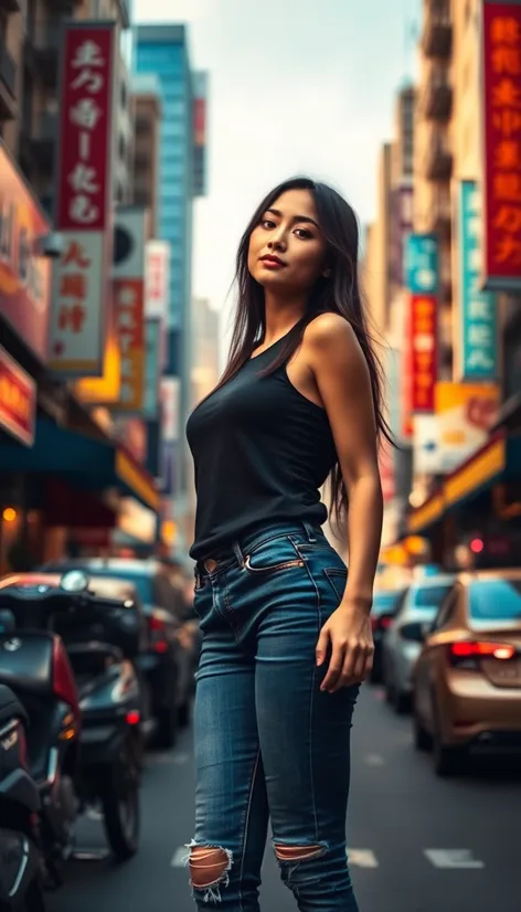 asian tight jeans