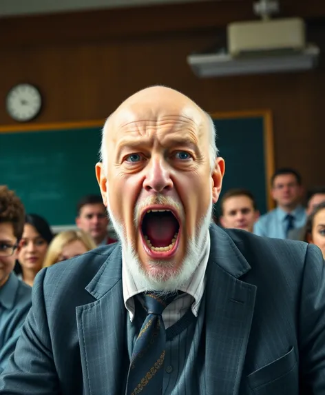 bald old teacher yelling