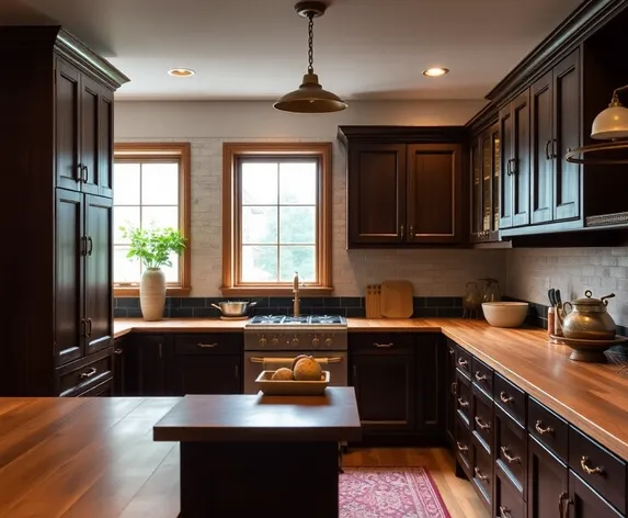 dark wood kitchen cabinets