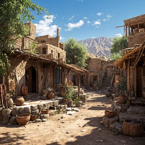 Ancient Persian village huts