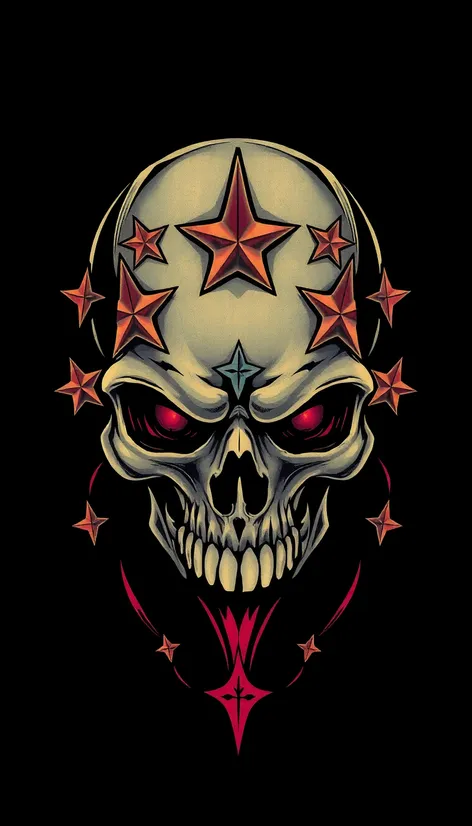 skull with stars tattoo