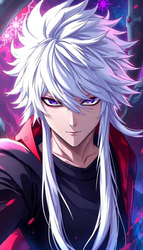 white haired anime man