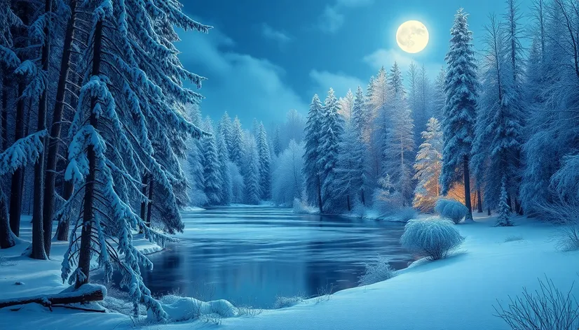 winter moon light night