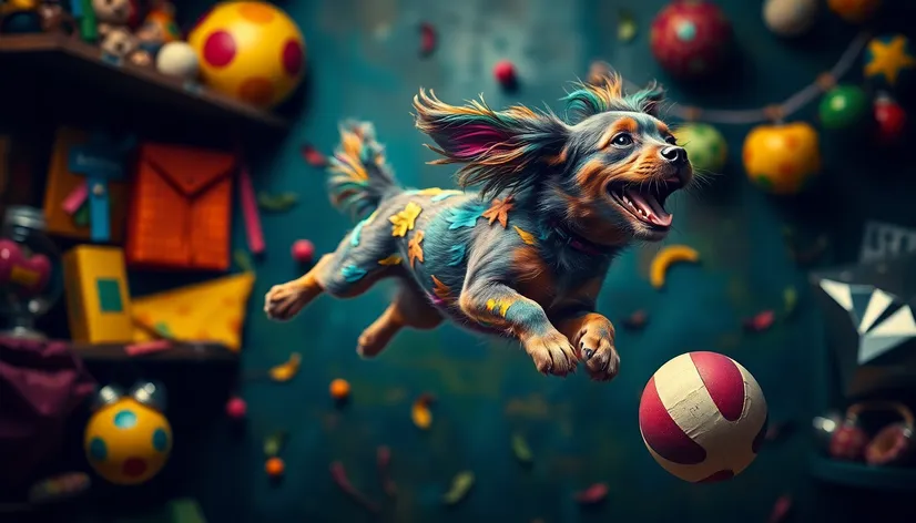 ball colorful flying dog