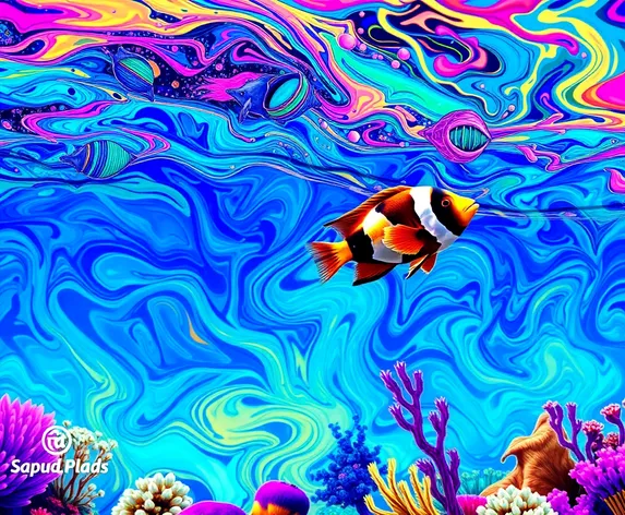 colorful water space art