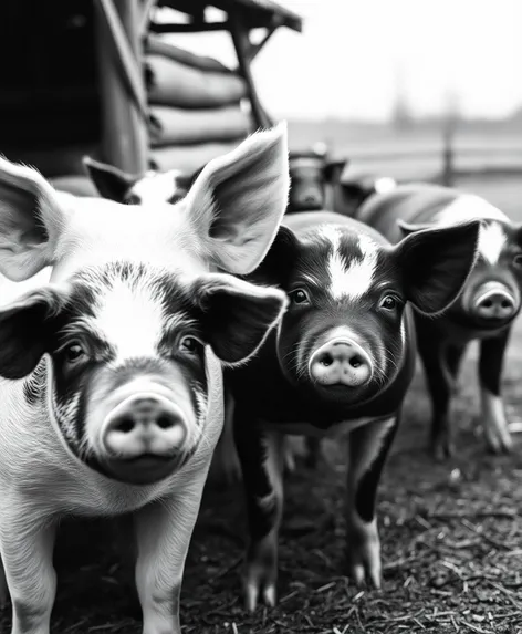 black and white pigs