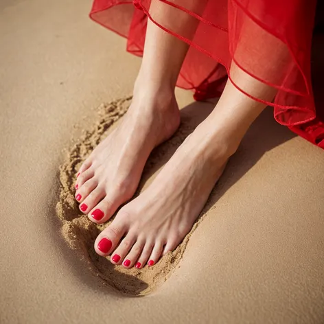 Woman foot on sand