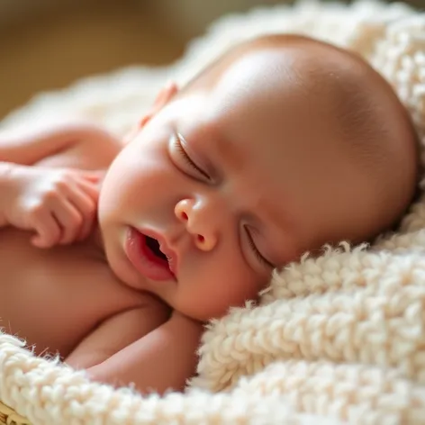 newborn sleeps with mouth