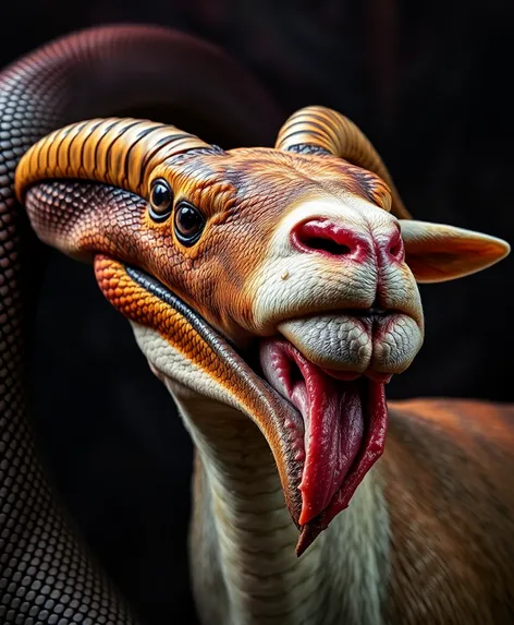 snake eating a goat