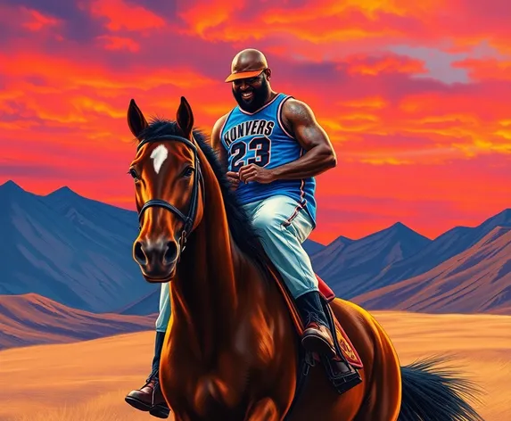 shaq riding a horse