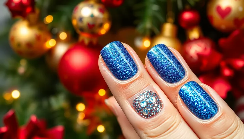 blue christmas nails