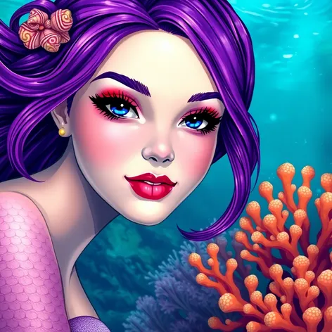 purple haired mermaid