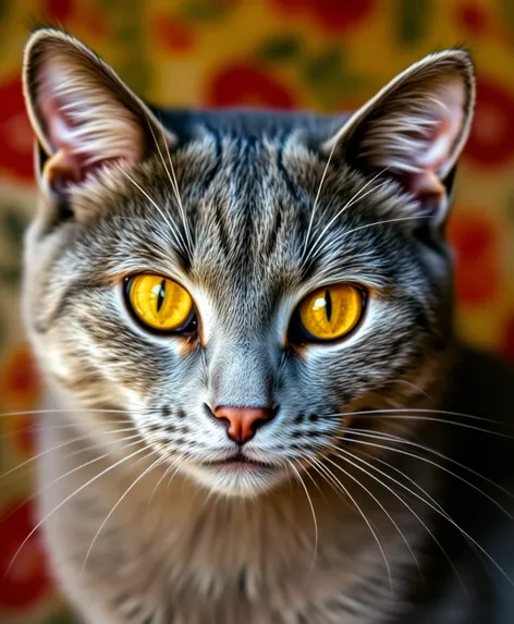 grey cat with golden