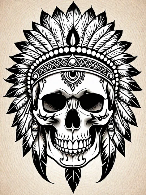 indian skull tattoo