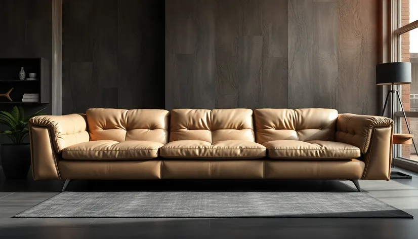 beige leather sofa