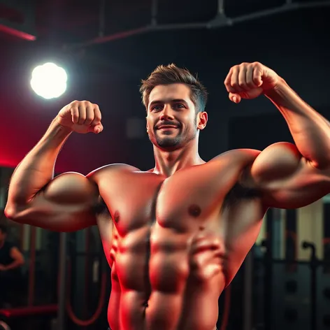 male flexing biceps