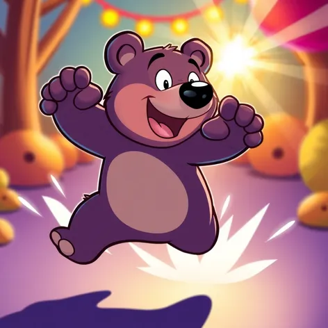 charging bear cartoon