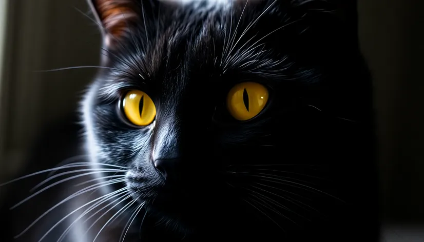 yellow eyes black cat