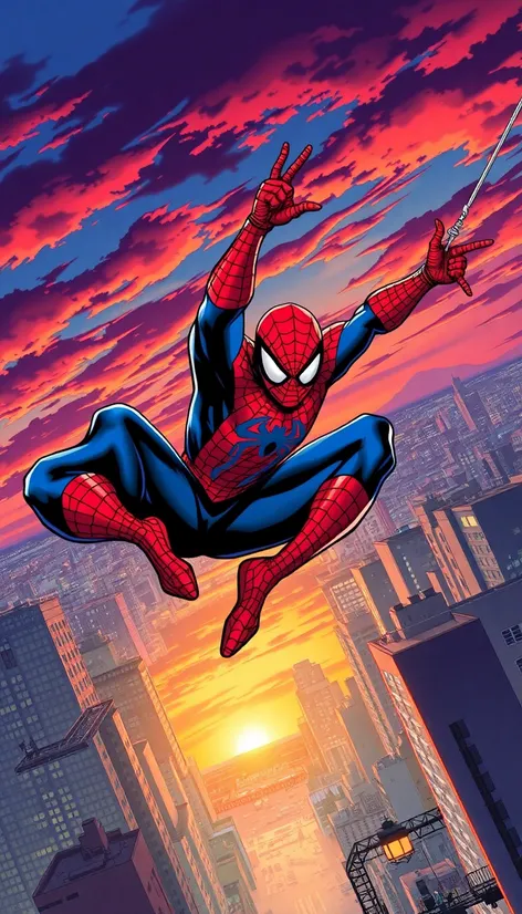 spiderman swinging art