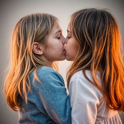 two young girls kissing