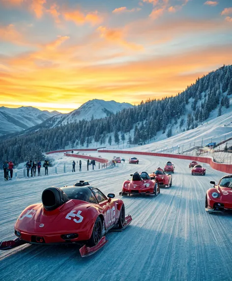 racing vehicles in winter