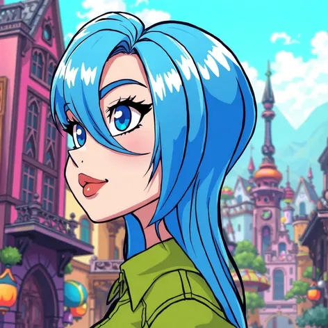 blue hair cartoon