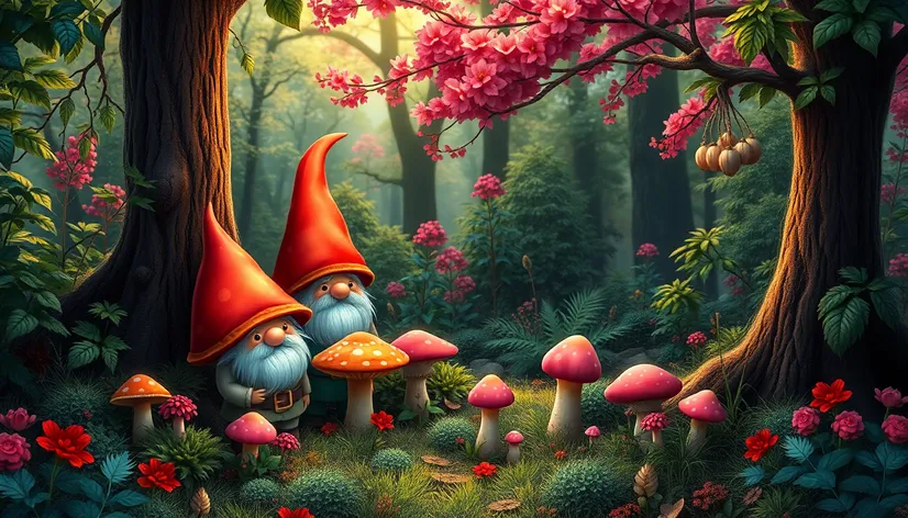 gnome and mushroom art