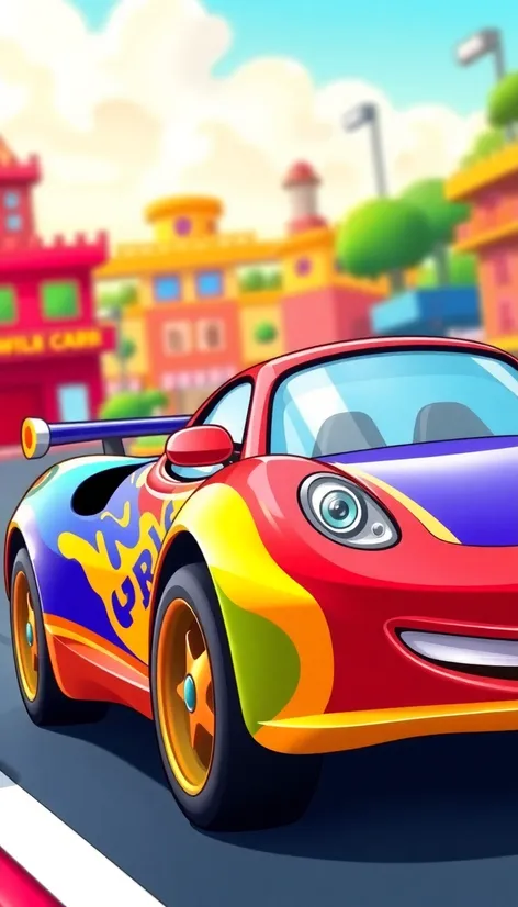 cartoon and car