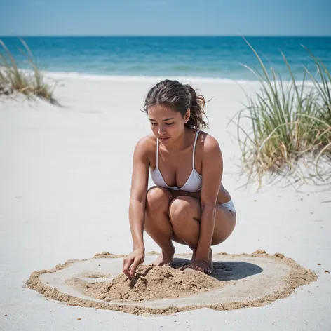 Girls pooping on beach