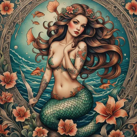 traditional mermaid tattoo