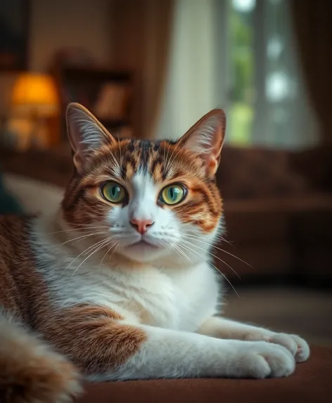 white and brown cat