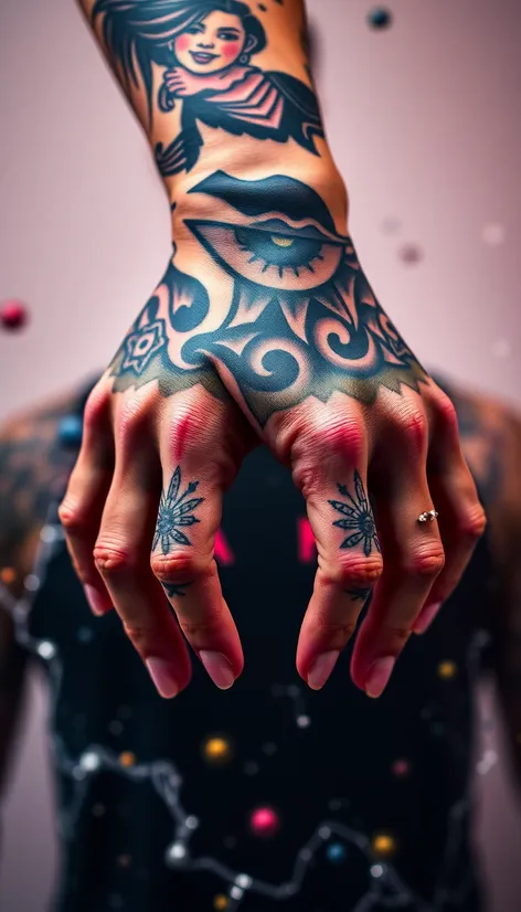 youtuber with tattooed hands