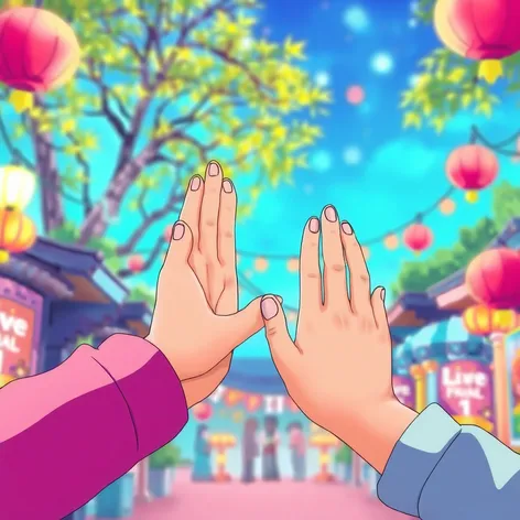 holding hands anime pose