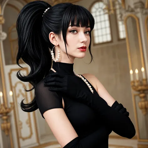 Beautiful woman, black hair