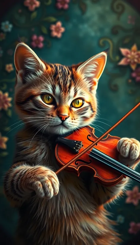 cat playing violin