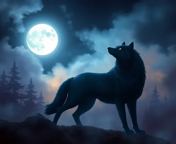 animated black wolf