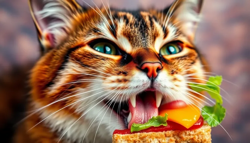 cat eating sandwich