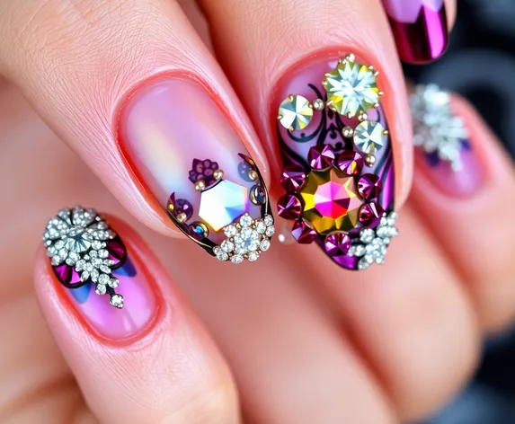 nail design with rhinestones