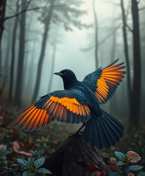 black bird with orange