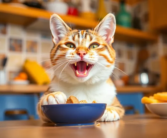 happy cat eating