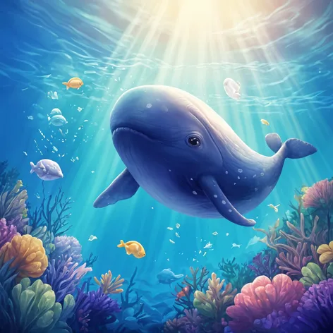 Cute whale character drawing