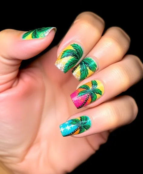 palm tree nail art