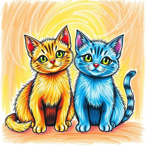 2 cats drawing