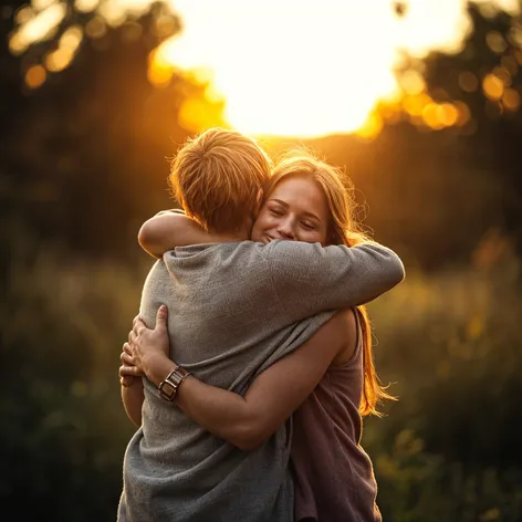 two people hug