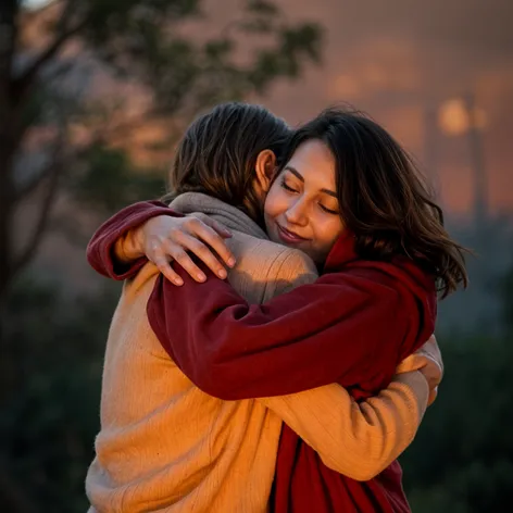 two people hug