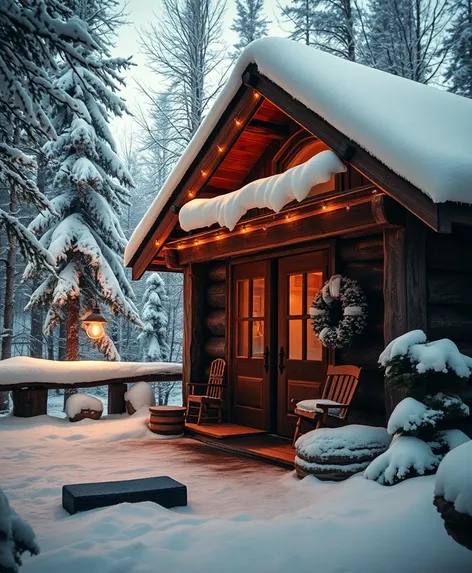 snowy cabin