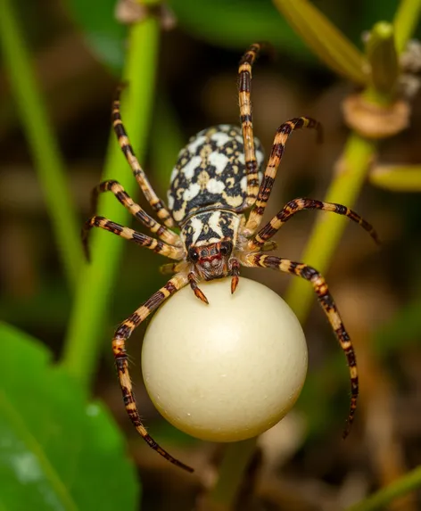 huntsman spider carrying egg